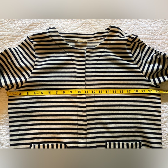Jane and Delancey Open Front Navy/Ivory Striped Cardigan, Size Large - Picture 9 of 10